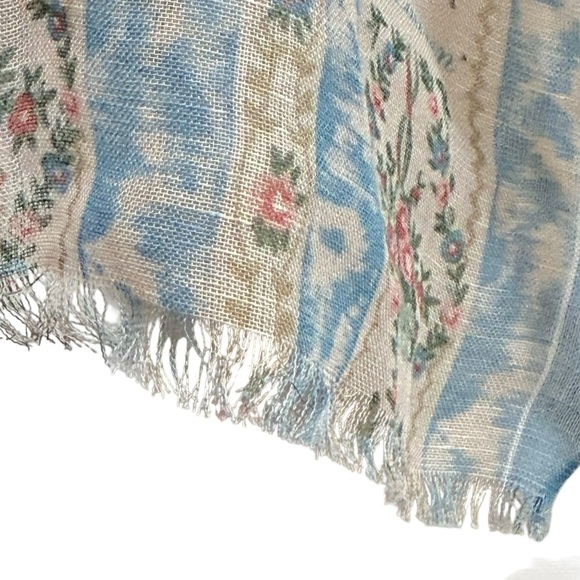 Lauren Ralph Lauren Floral Stripe Wrap Romantic Vintage Inspired Linen Blend NWT - Picture 3 of 14